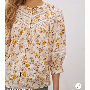 Anthropologie Harmony lace peasant blouse